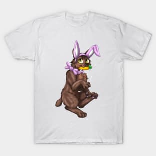 Bobtail BunnyCat: Chocolate (Pink) T-Shirt